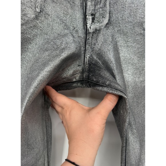 Frame LE CROP MINI BOOT MID-RISE BOOT CUT silver metallic NWT Sz 32 - Picture 4 of 11